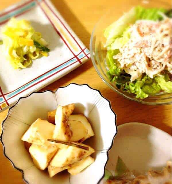 切干大根サラダ、自然薯、白菜漬