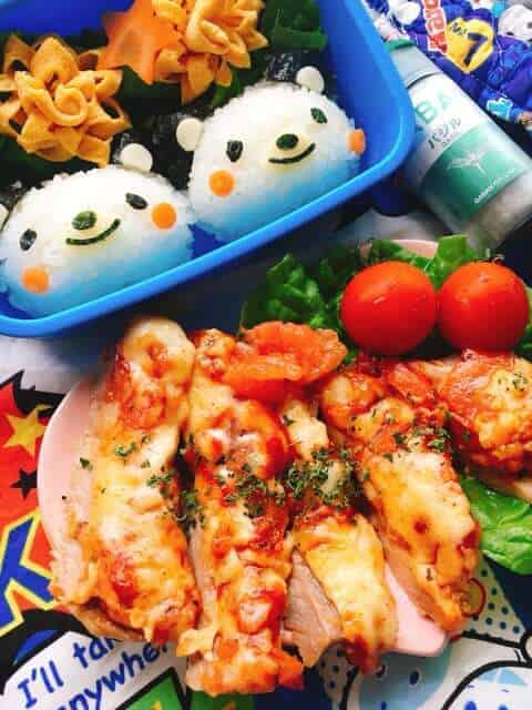 パンダおにぎりとポークピザ弁当