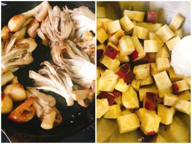 きのこ炒めとサツマイモサラダ