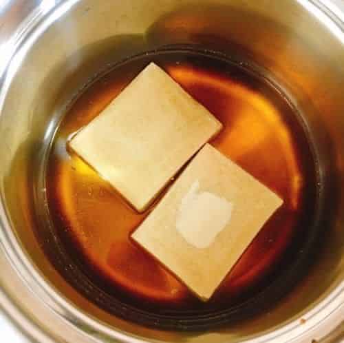 高野豆腐をひたす