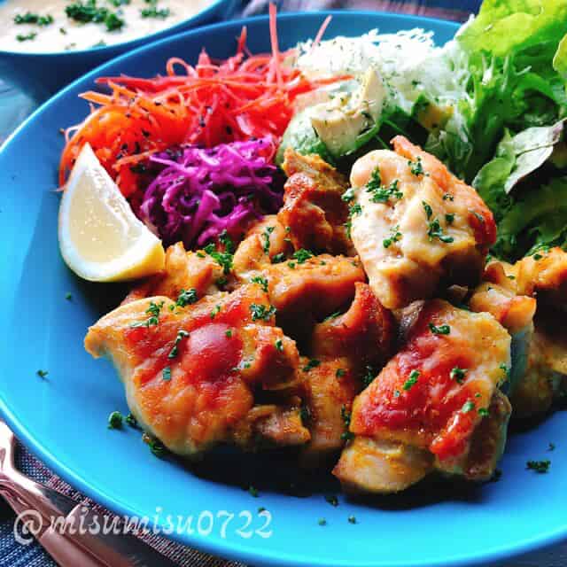 チキンティッカのワンプレート盛り付け