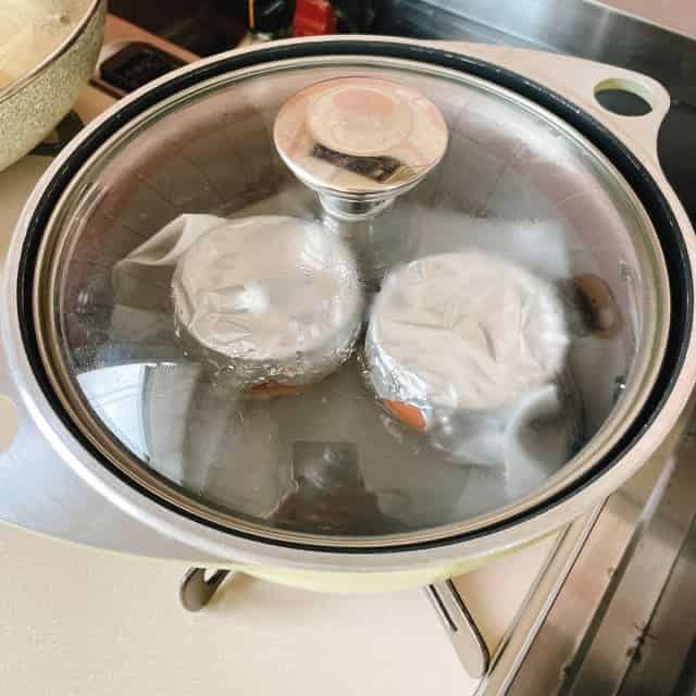 アルミホイルを被せてむします