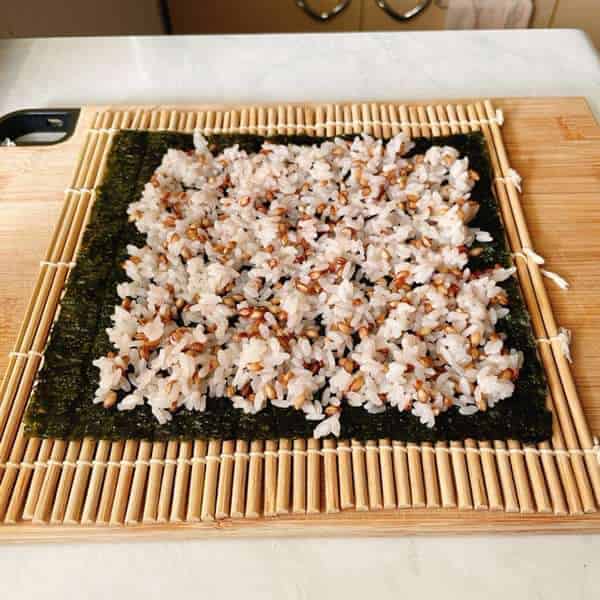 のり、皮付きもち麦ご飯