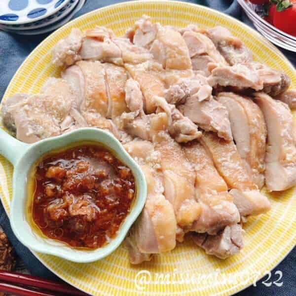 甘酒と塩麹で蒸鶏