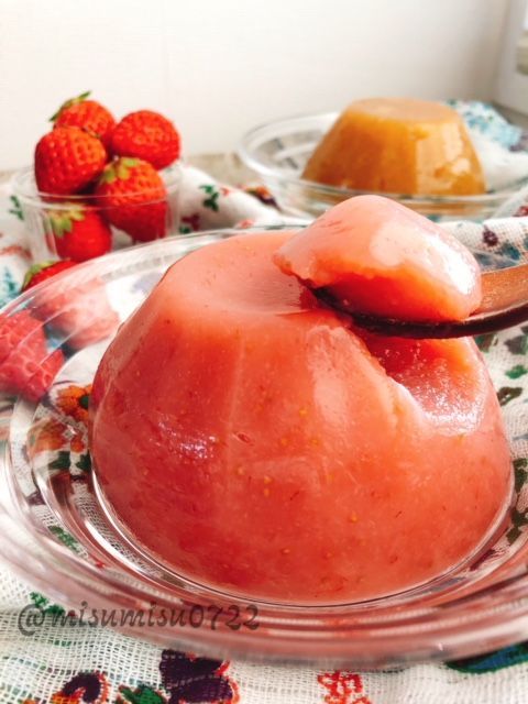 いちごと葛粉で作るゼリー風
